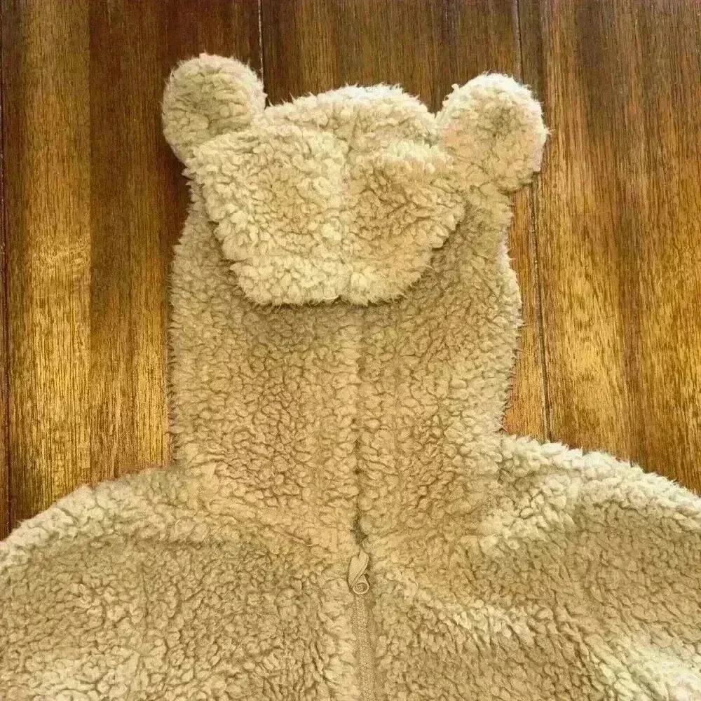 7 For All Mankind Tan Teddy Bear Jacket Size 18M Full Zip With Hood